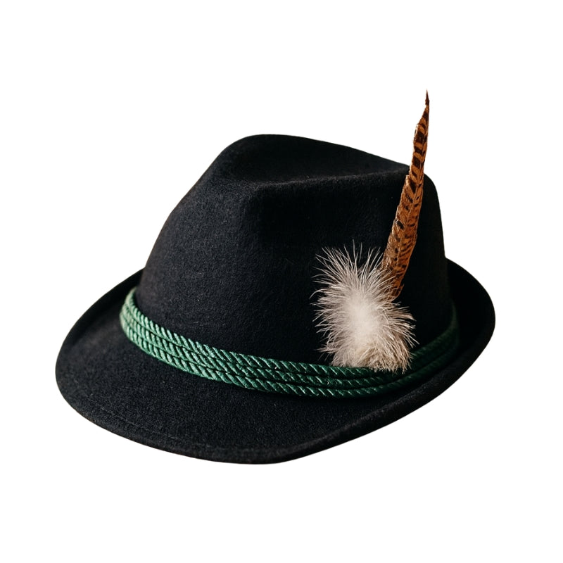 Chapeau de Fête Allemand Traditionnel avec Plume Colorée