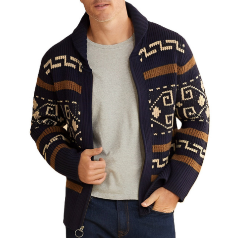 Cardigan Homme Tricoté Élégant Hiver