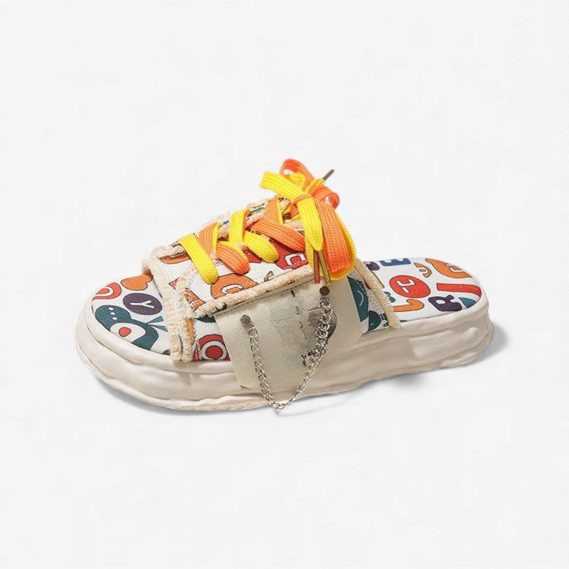 Chaussons Mignons à Lacets Ronds Douillettes