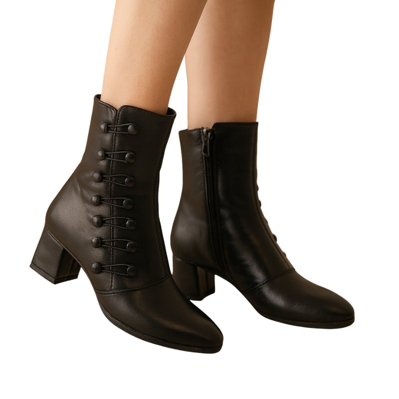 Bottes Femmes Élégantes à Talon Haut avec Fermeture Éclair Côté - LuxeStyle