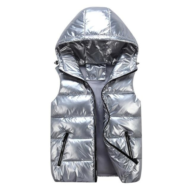 Veste sans manche tendance à capuche zippée