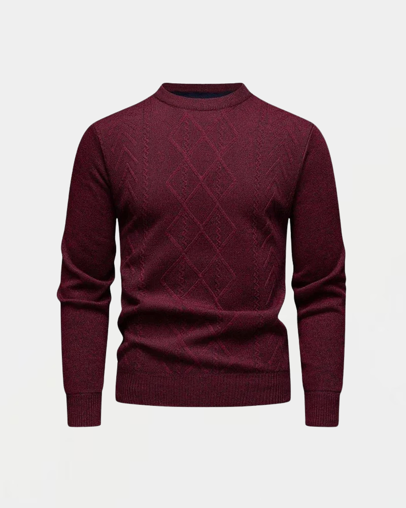 Pull Homme Laine Marine à Motif Texturé
