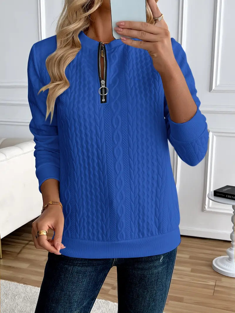 Pull Femme Élégant Hiver – Sweat Chic Zippé en Cachemire Doux
