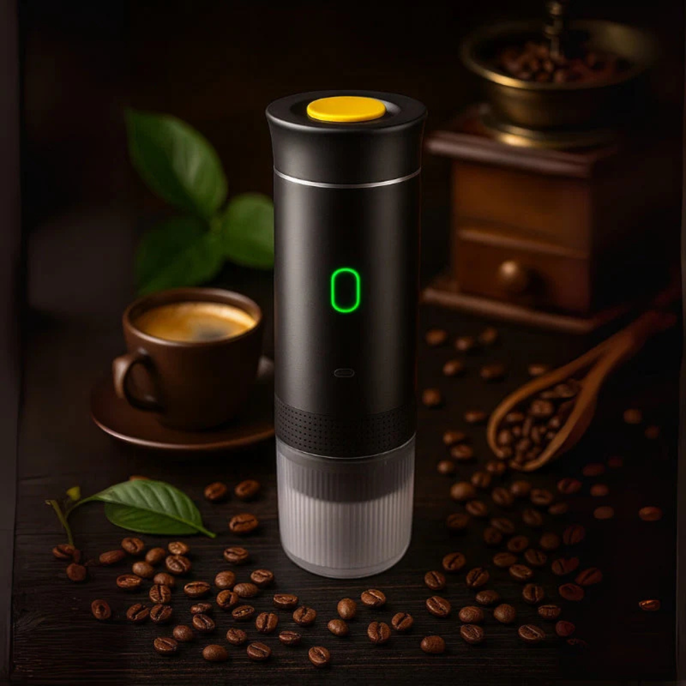 Cafetière Compacte Noire Broyeur Intégré - LuxeStyle