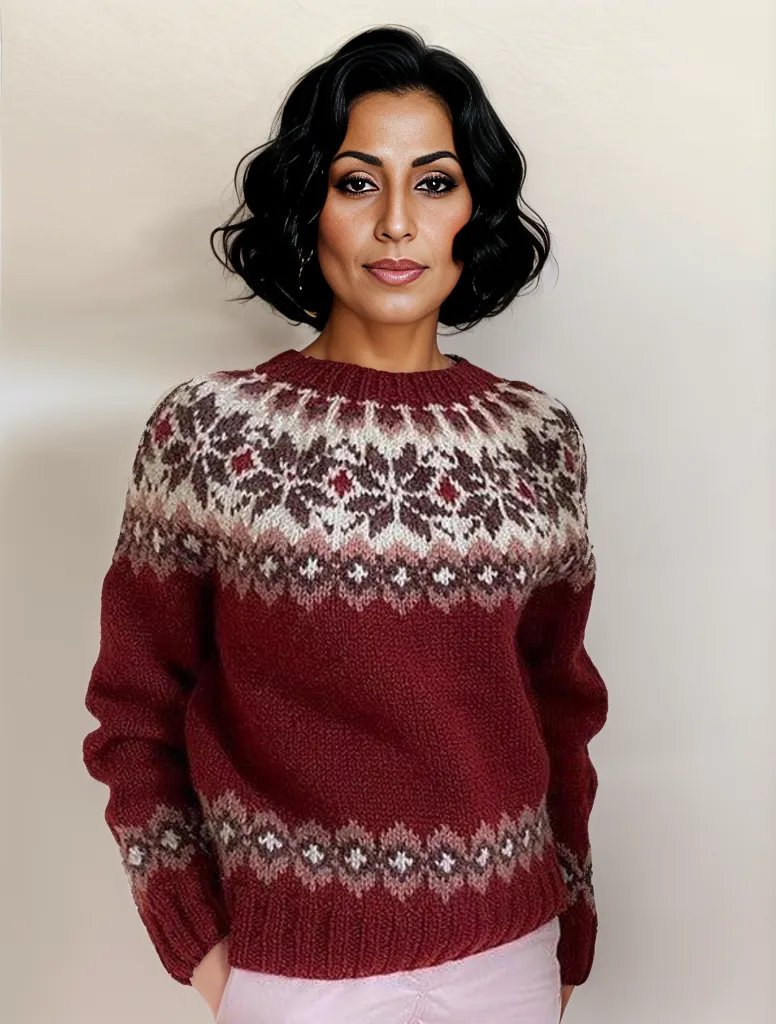 Pull Femme Hiver Rouge à Carreaux - LuxeStyle