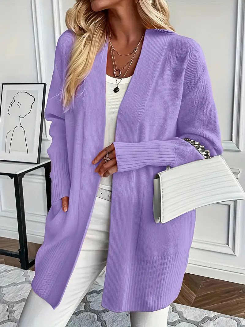 Gilet femme long en tricot camel élégant