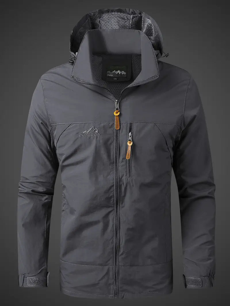 Veste étanche à capuche homme, couleur olive