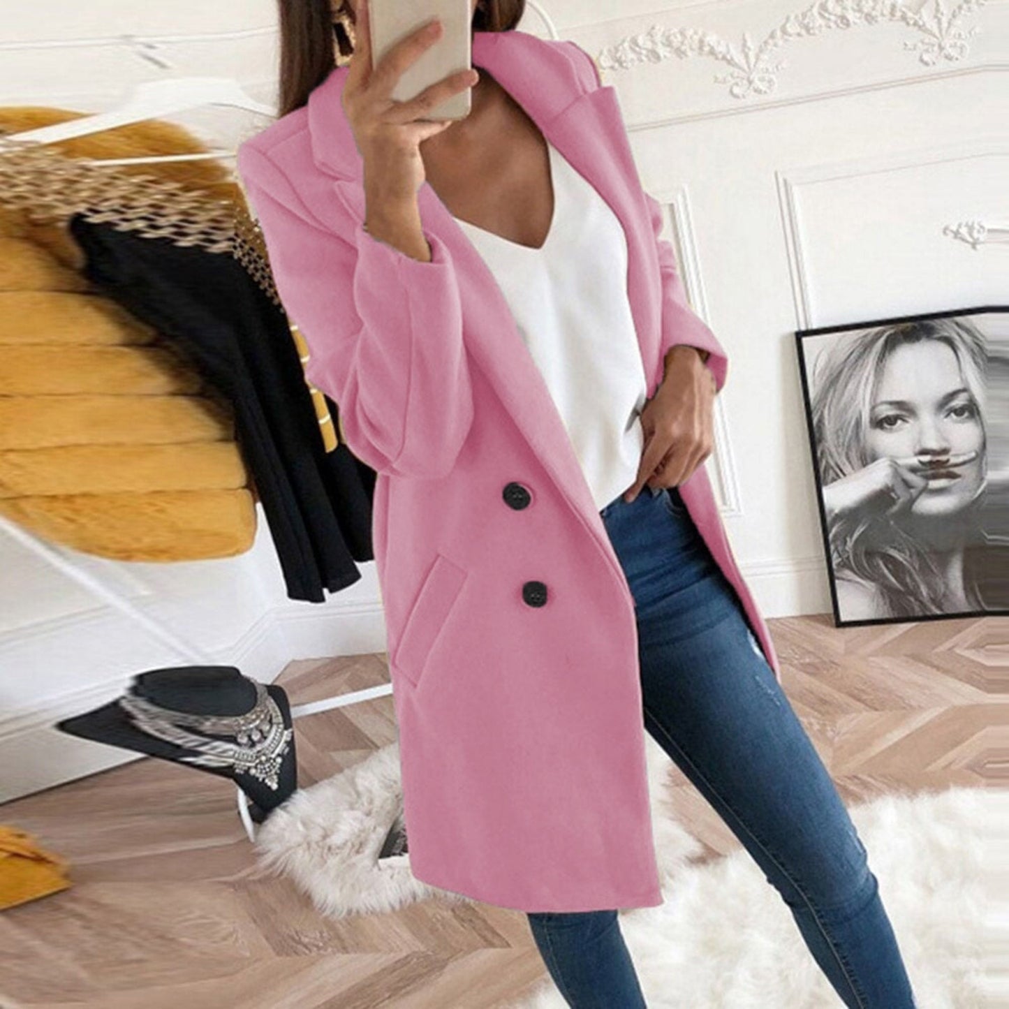 Manteau Femme Élégant Boutons