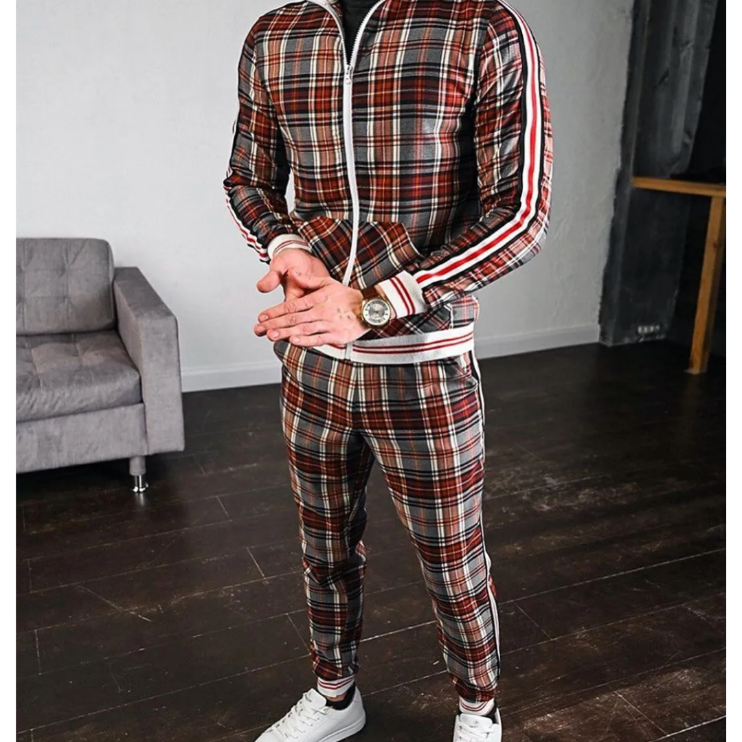 Costume de Sport à Carreaux Élastique pour Homme