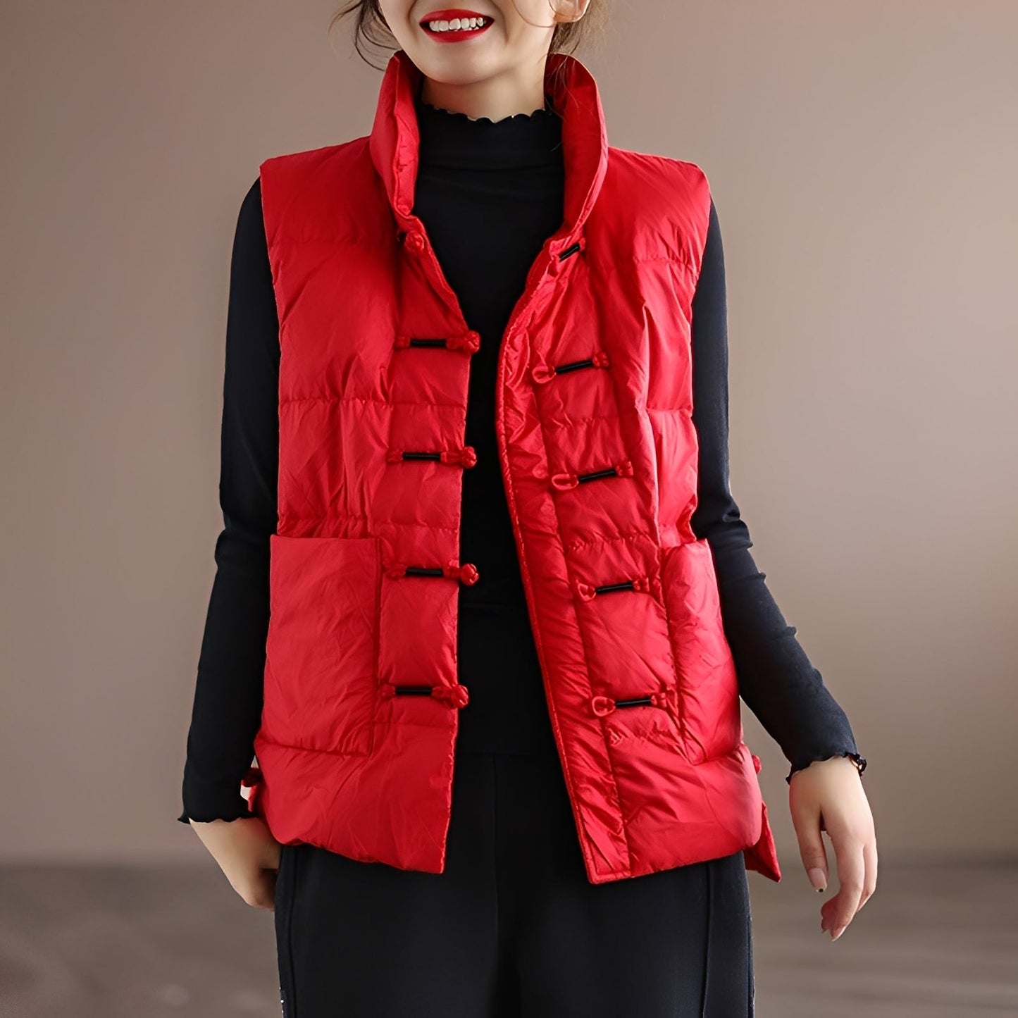 Gilet Élégant Col Montant pour Femme - Parfait pour l'Automne