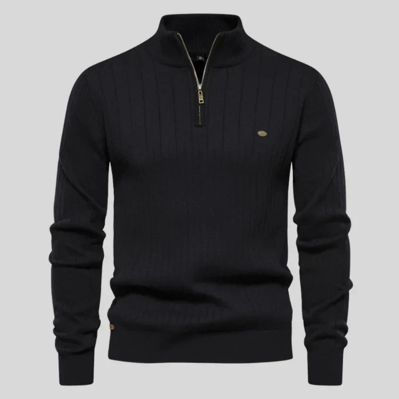 Pull Homme Manches Longues Zippé Pratique Quotidien