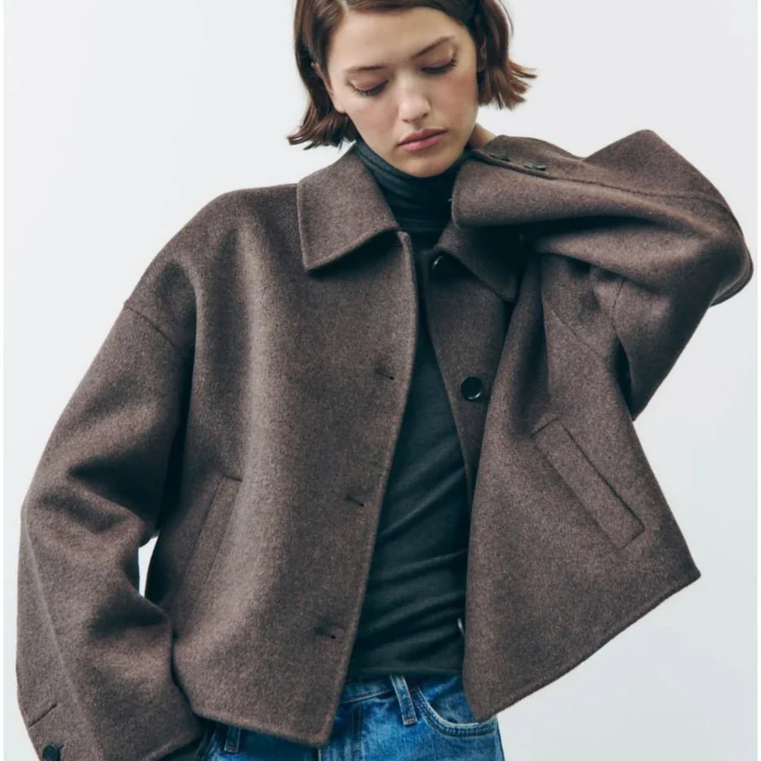 Veste Femme Hiver Chaleureuse en Laine Brun - LuxeStyle