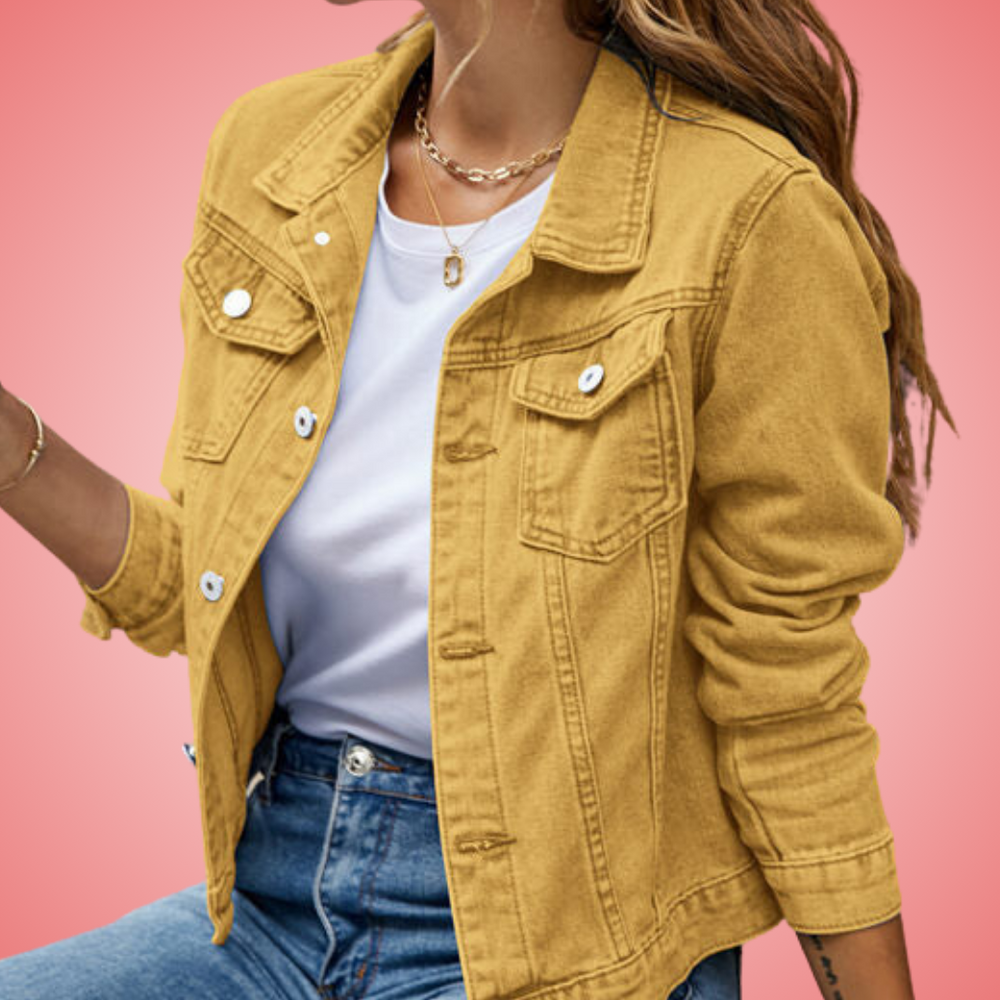 Veste Jean Blanche Féminine à Manches Longues