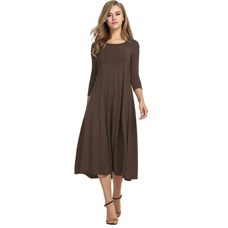 Robe Femme Élégante Mi-Longue Taille Parfaite