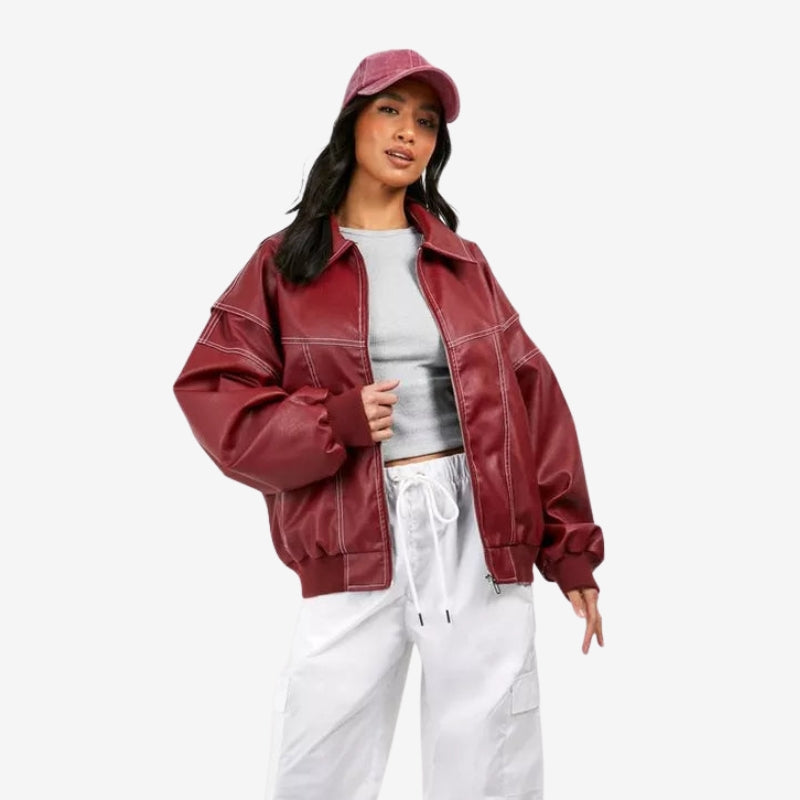Veste Bomber Grande Taille avec Fermeture Éclair et Poches - LuxeStyle