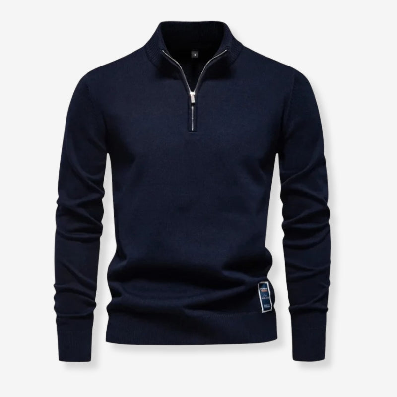 Pull Homme Élégant Manches Longues Col Zippé