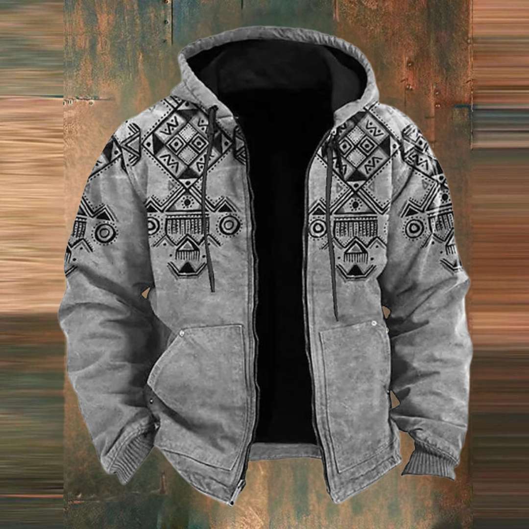 Veste en cuir homme décontractée avec imprimé géométrique