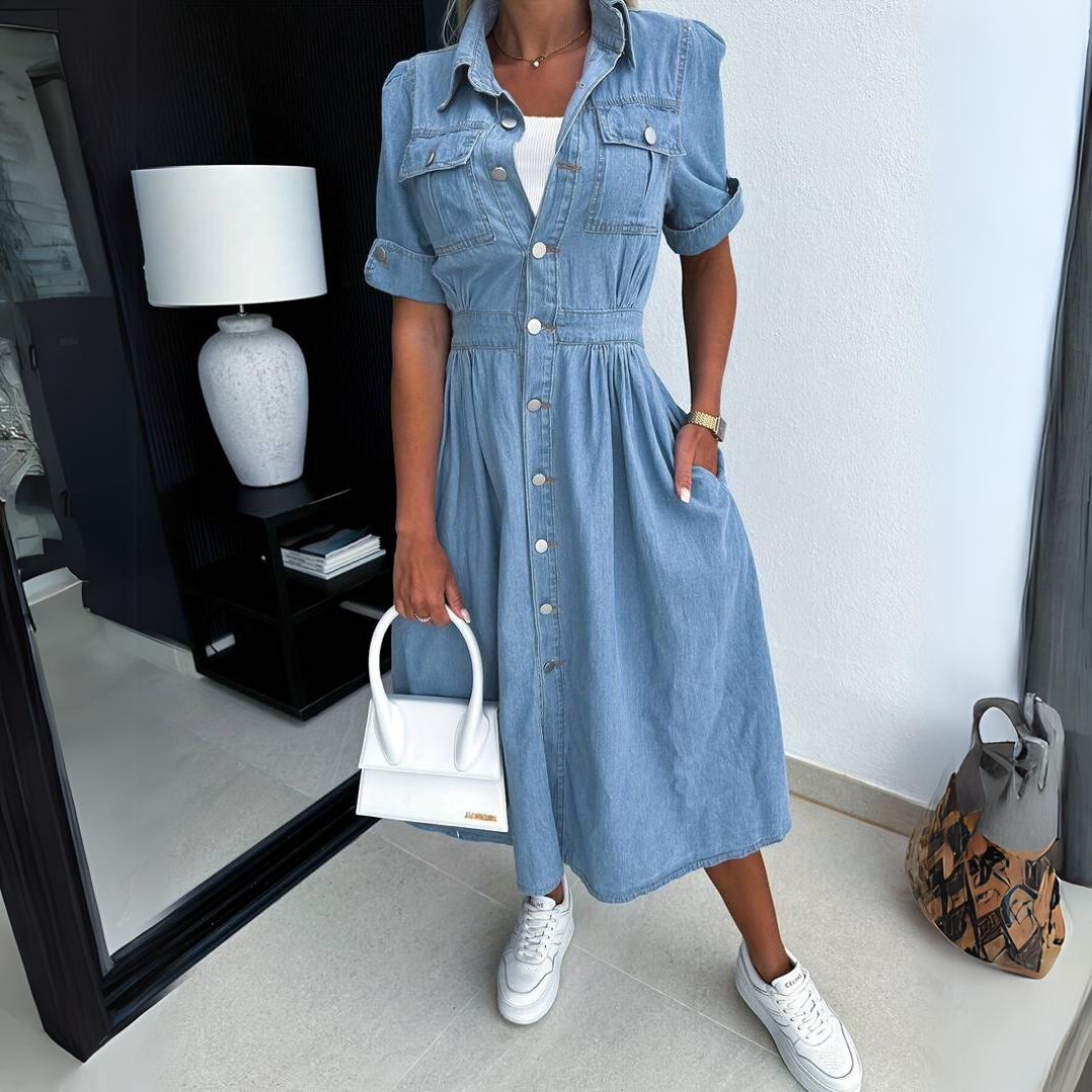 Robe Jeans Féminine et Confortable pour Femme Midi - LuxeStyle