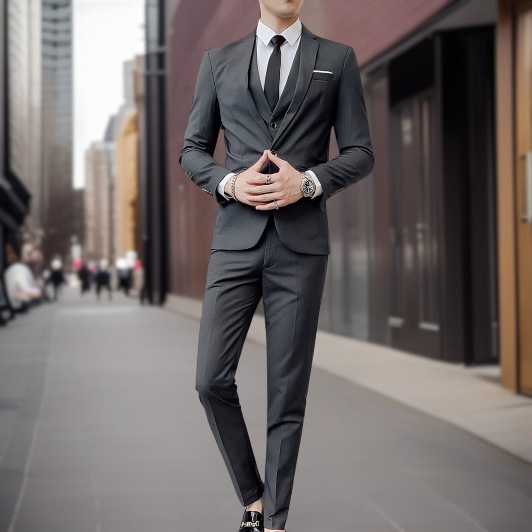 Costume Mariage Élégant Homme Trois Pièces | Boutons De Manchette Luxe