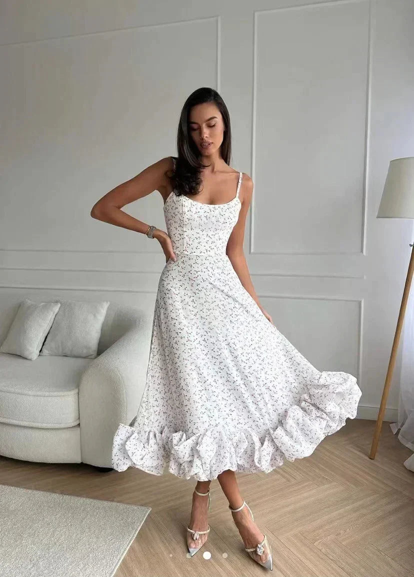 Volanira™ – Robe Midi Femme Élégante avec Volants Confortable et Chic