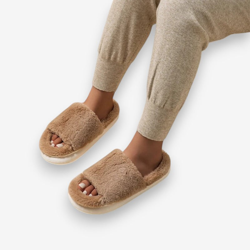 Chaussons Confortables Fourrure Luxe Antidérapants