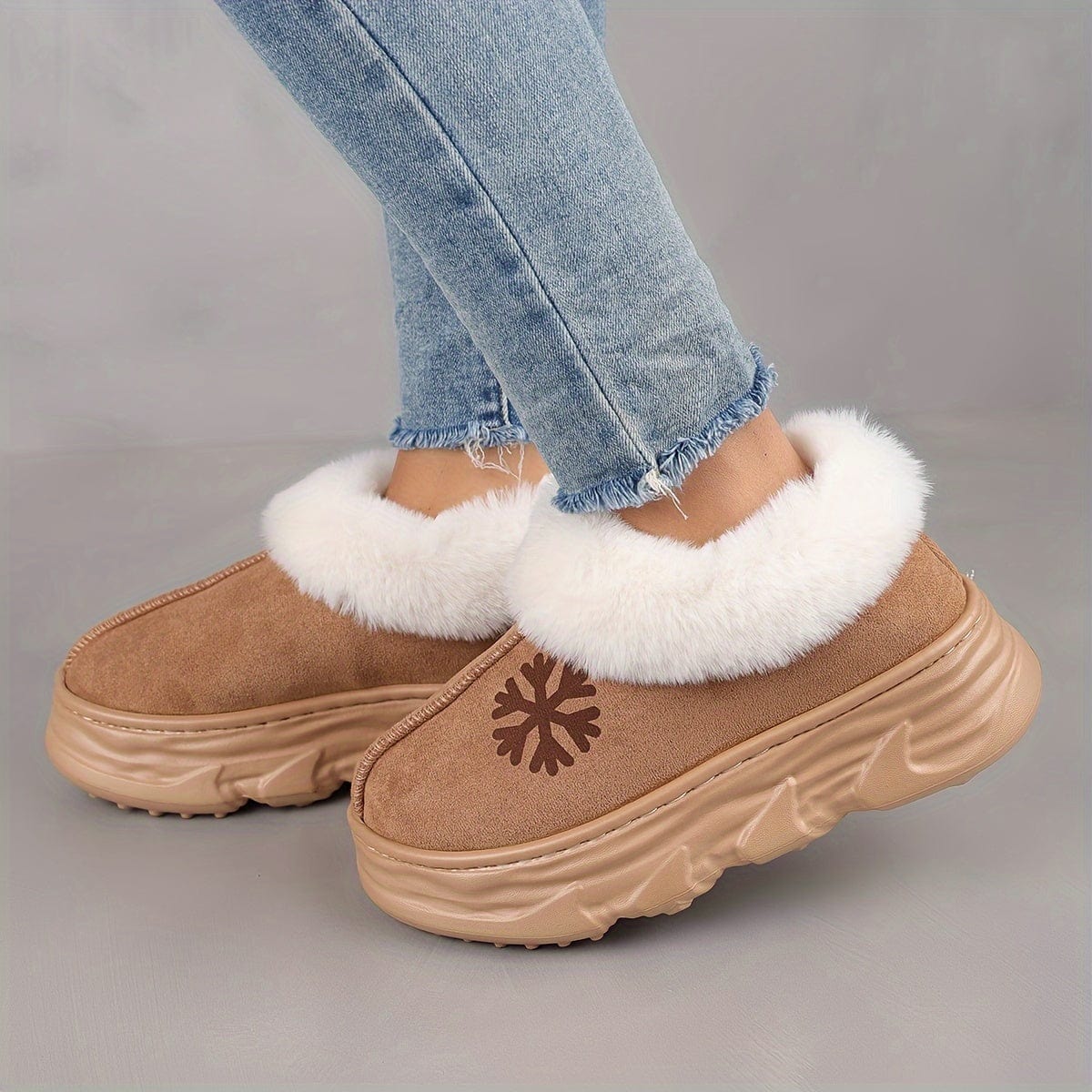 Chaussures en Fourrure Synthétique Confortables et Stabilisatrices