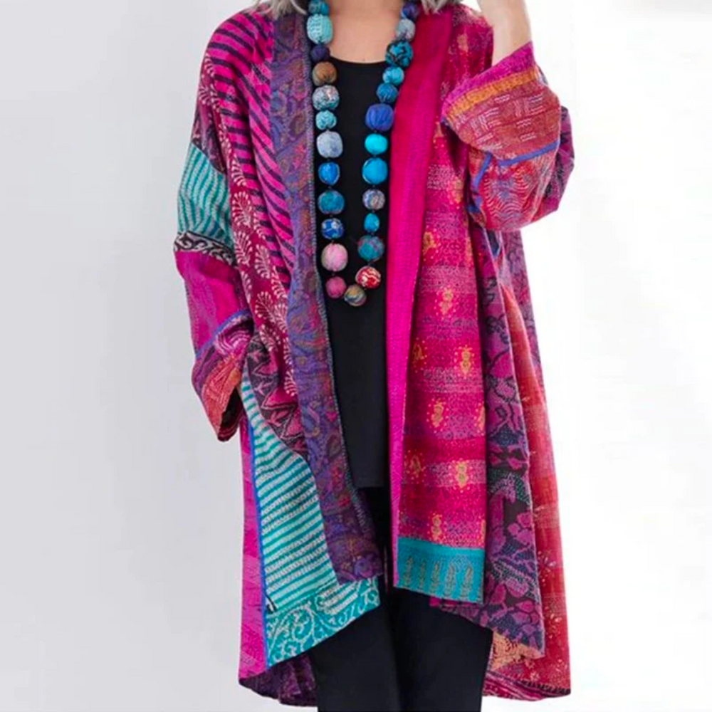 Cardigan Ouvert À Imprimé Bohème Pour Femme | Coupe Ample