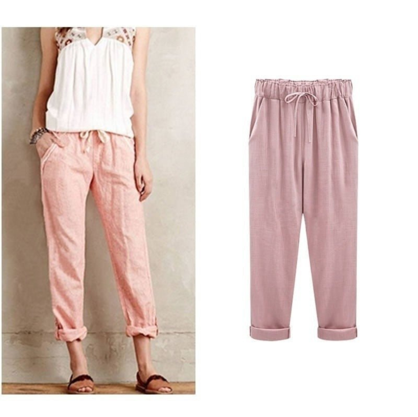Pantalon Femme Élégant Lin Coton
