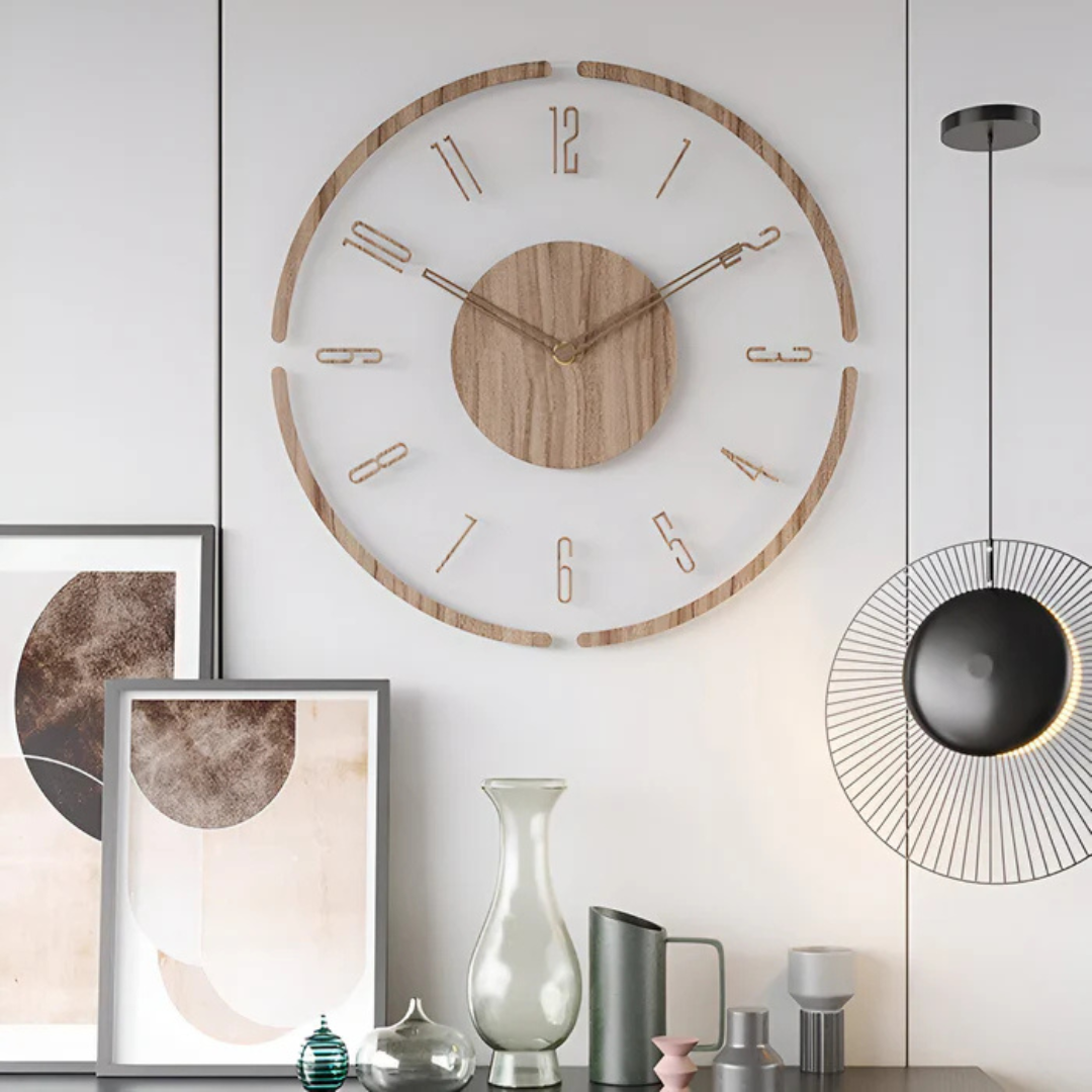 Cadran mural en bois tendance contemporaine