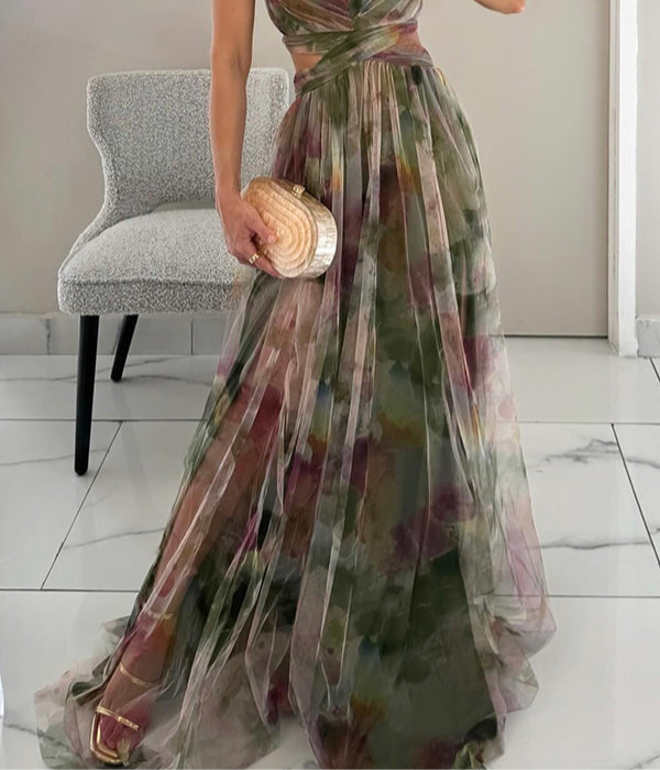 Robe Florale Élégante avec Ceinture pour Femme