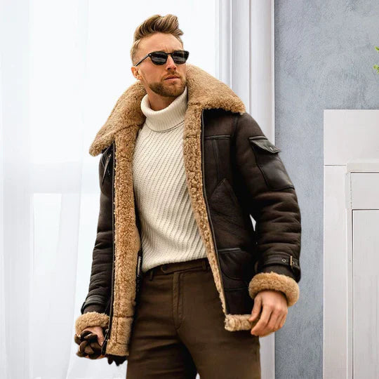 Veste Cuir Homme Hiver – Élégante et Chaude avec Doublure Fourrée