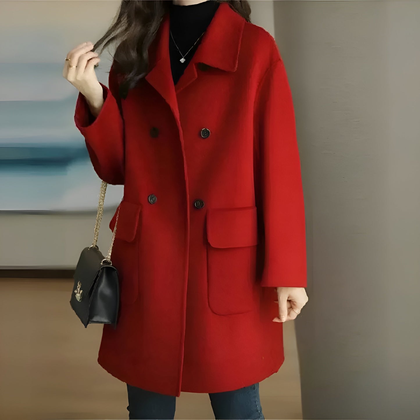 Manteau Femme Élégant à Quatre Boutons pour Hiver