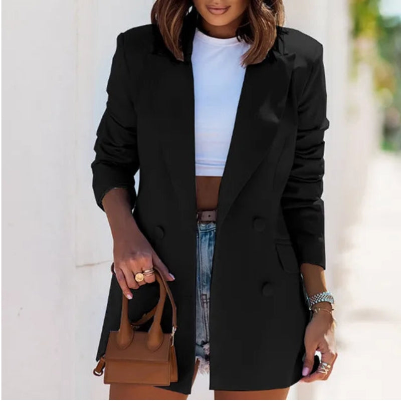 Blazer Chic à Manches Courtes avec Poches