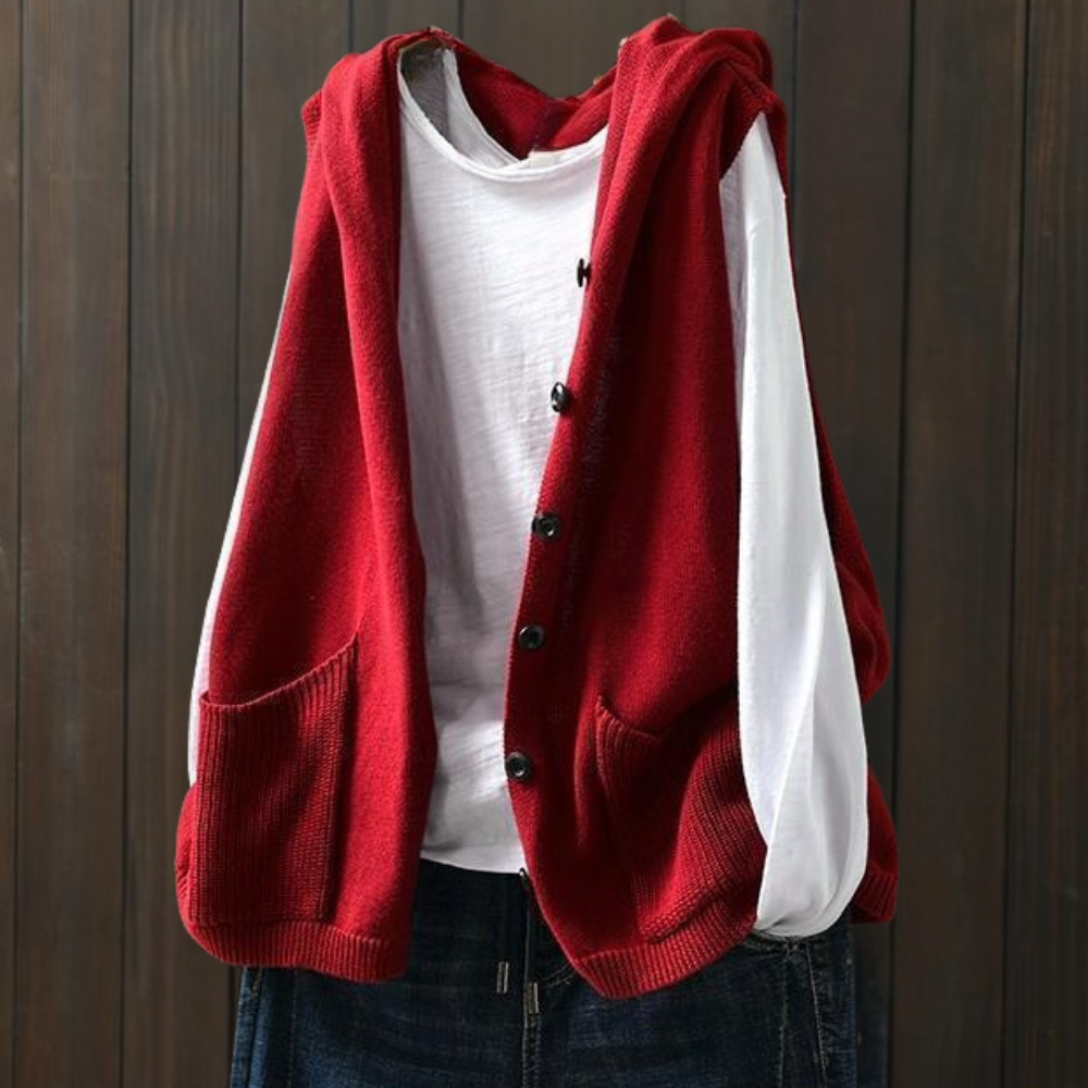 HEATHER - Gilet à Capuche Tricoté Polyvalent pour Femmes