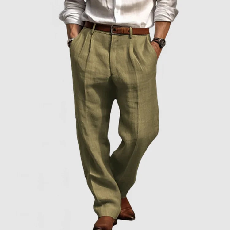 Pantalon Homme Lin Élégant Noir