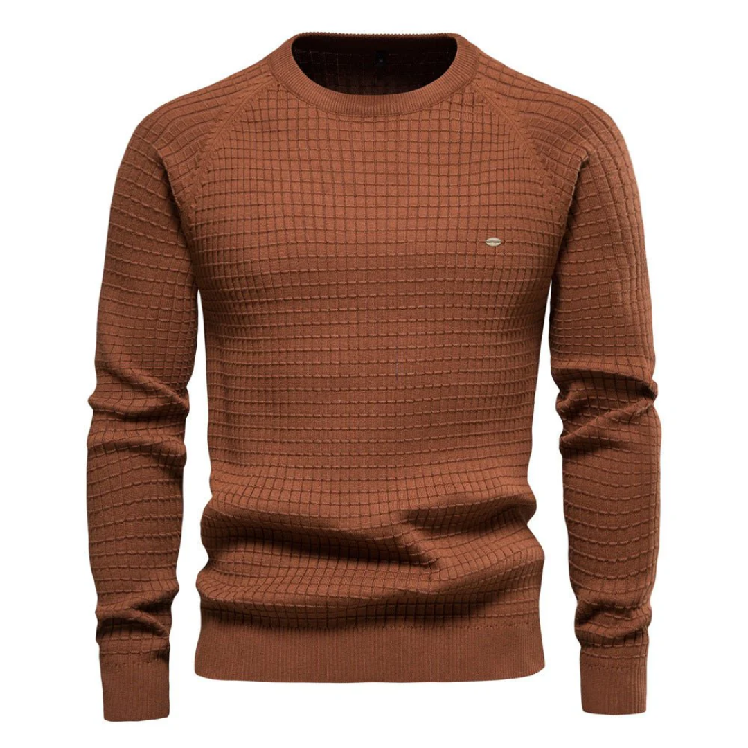 Pull Homme Marine à Col Rond Texture Élégante