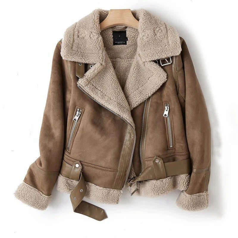Manteau femme hivernal en cuir doux