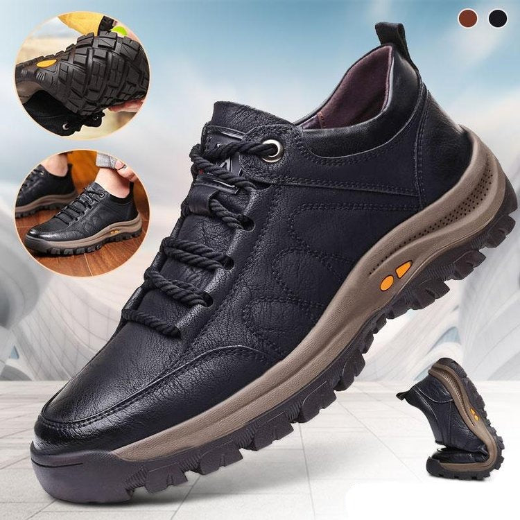 Chaussure de marche cuir brun homme