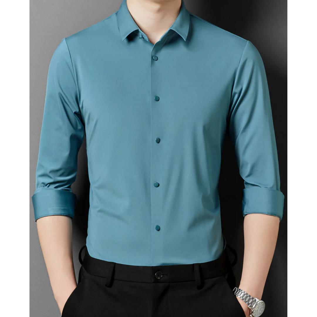 Chemise Slim Fit Homme Manches Longues Col Chemisé