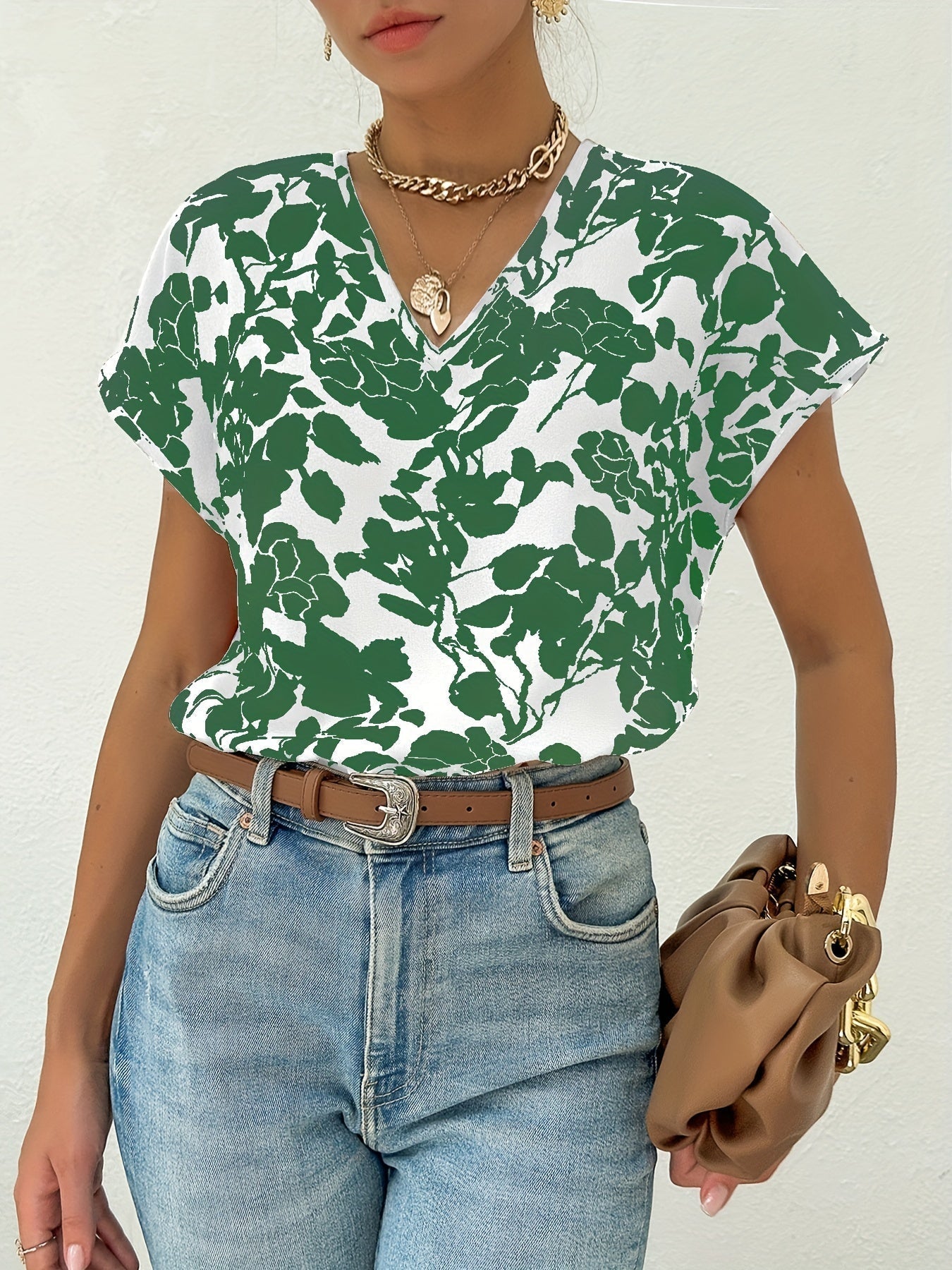 Blouse Été Fleurs Décontractée pour Femme