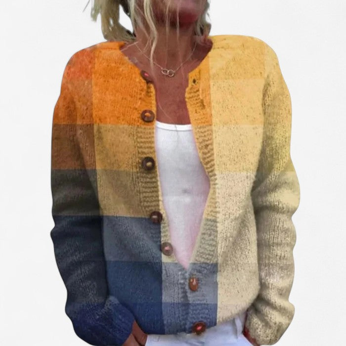 Cardigan Femme Imprimé Manches Longues Boutonné