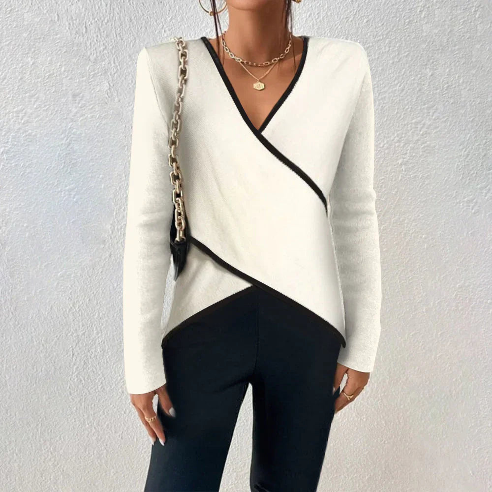 Pull Femme Col V à Manches Longues Hiver - LuxeStyle