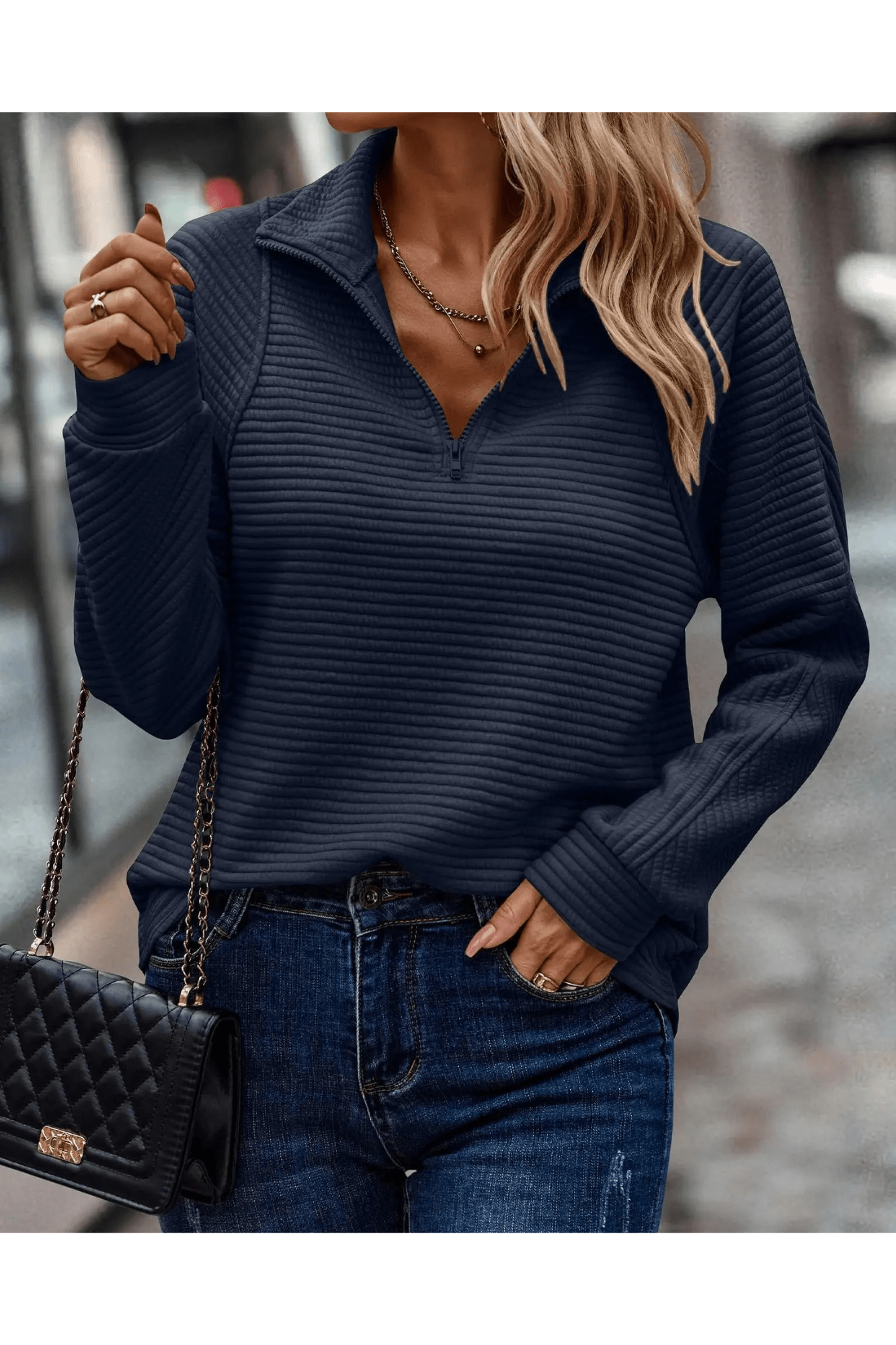 Pull Femme Rose Doux à Fermeture Éclair