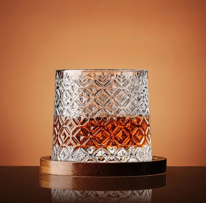 Verre à whisky design tournant luxe