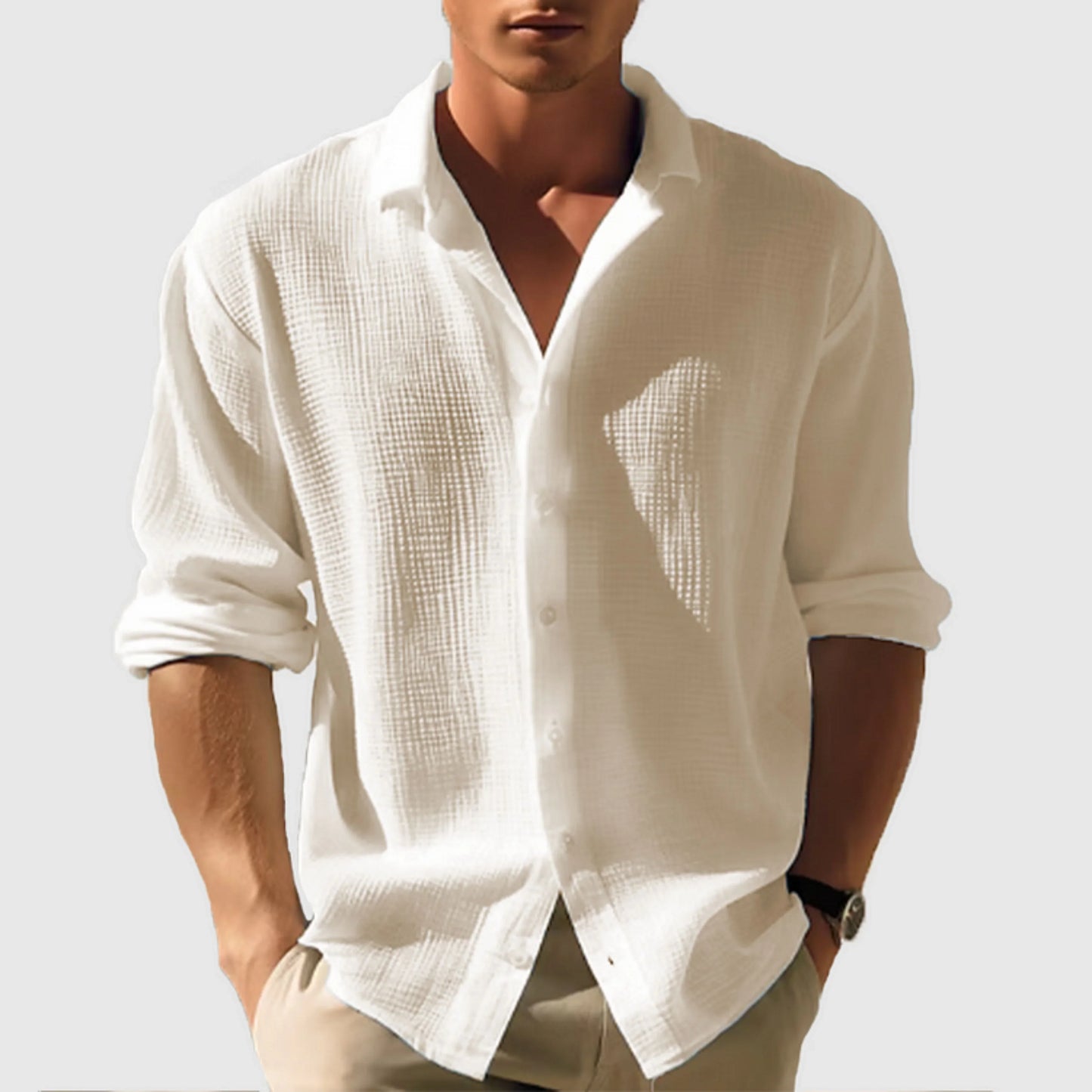 Chemise Homme Classique Manches Longues Simples