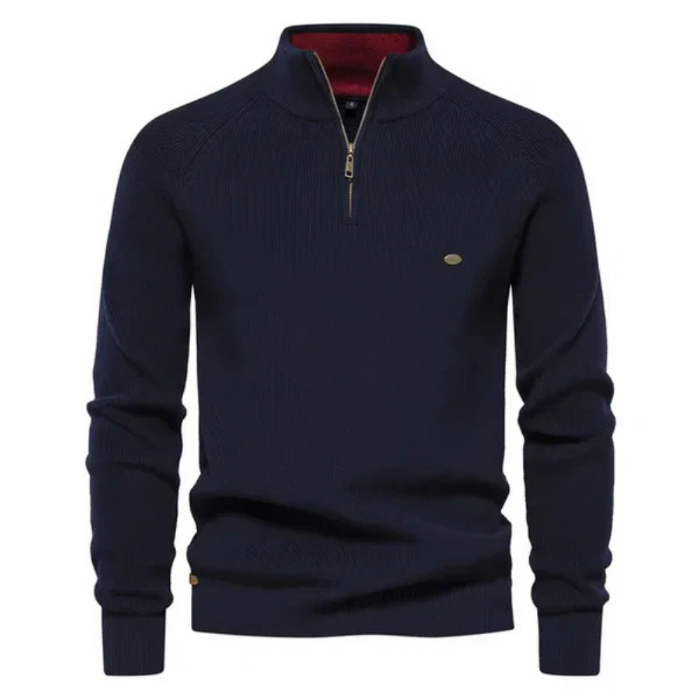 Pull-over homme noir sportif à fermeture éclair