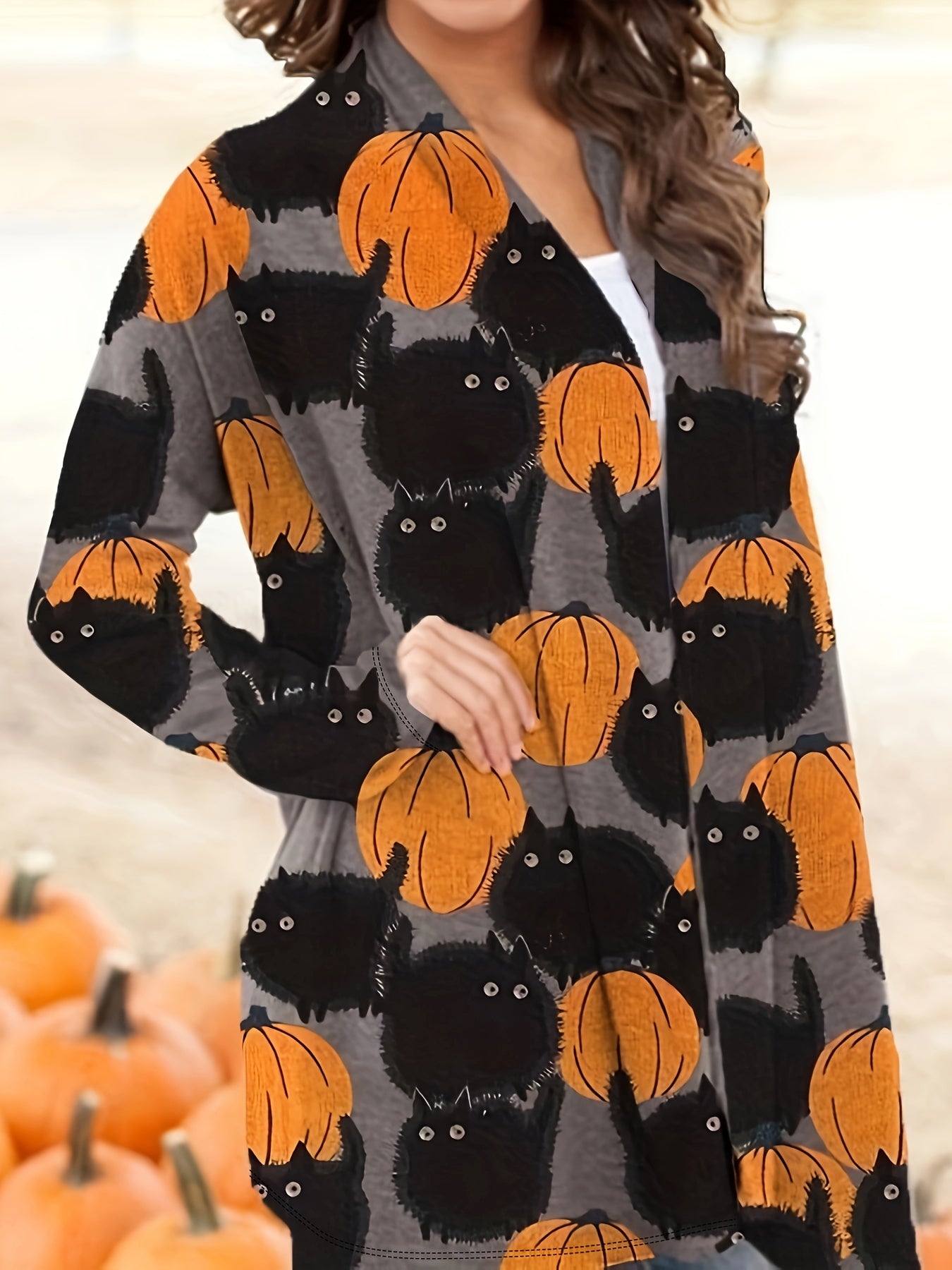 Cardigan Élégant à Motifs D'Automne pour Femme - LuxeStyle