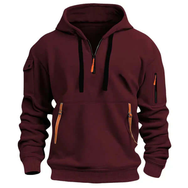 Sweat à capuche noir élégant avec poches fermées et manches ajustables