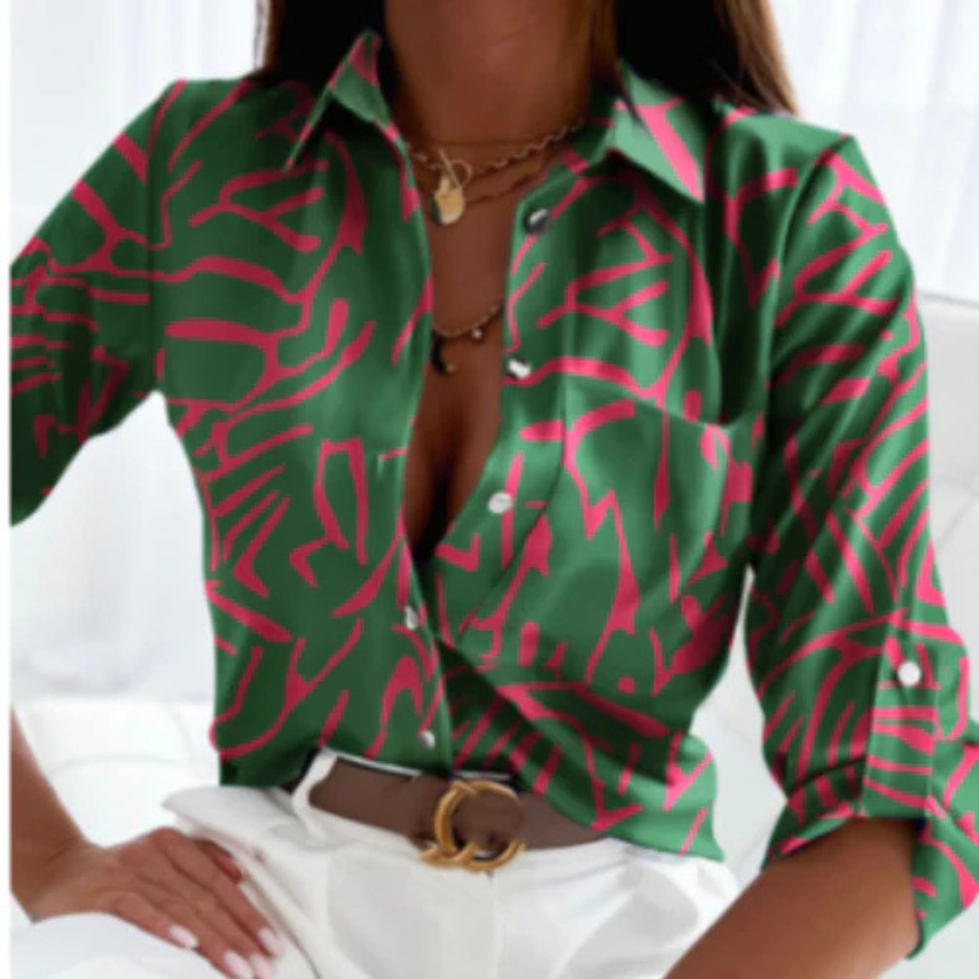 Chemise Femme Relaxe Imprimée Manches Longues