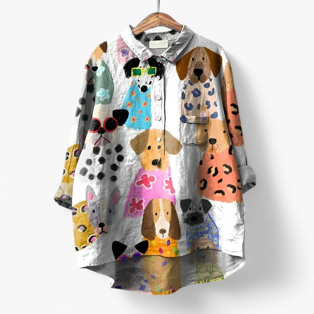 Chemise Amusante Avec Chiens Et Manches Longues